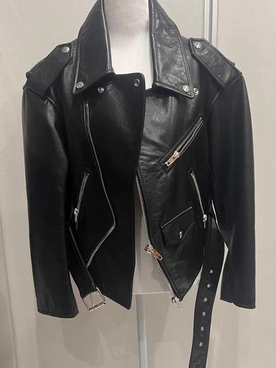 Balenciaga Black Leather Bomber-Style Biker Jacket - Picture 2 of 6